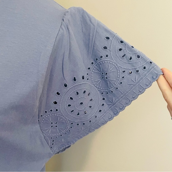 NWT New GAP blue eyelet flutter short sleeve t shirt tee - Picture 3 of 7
